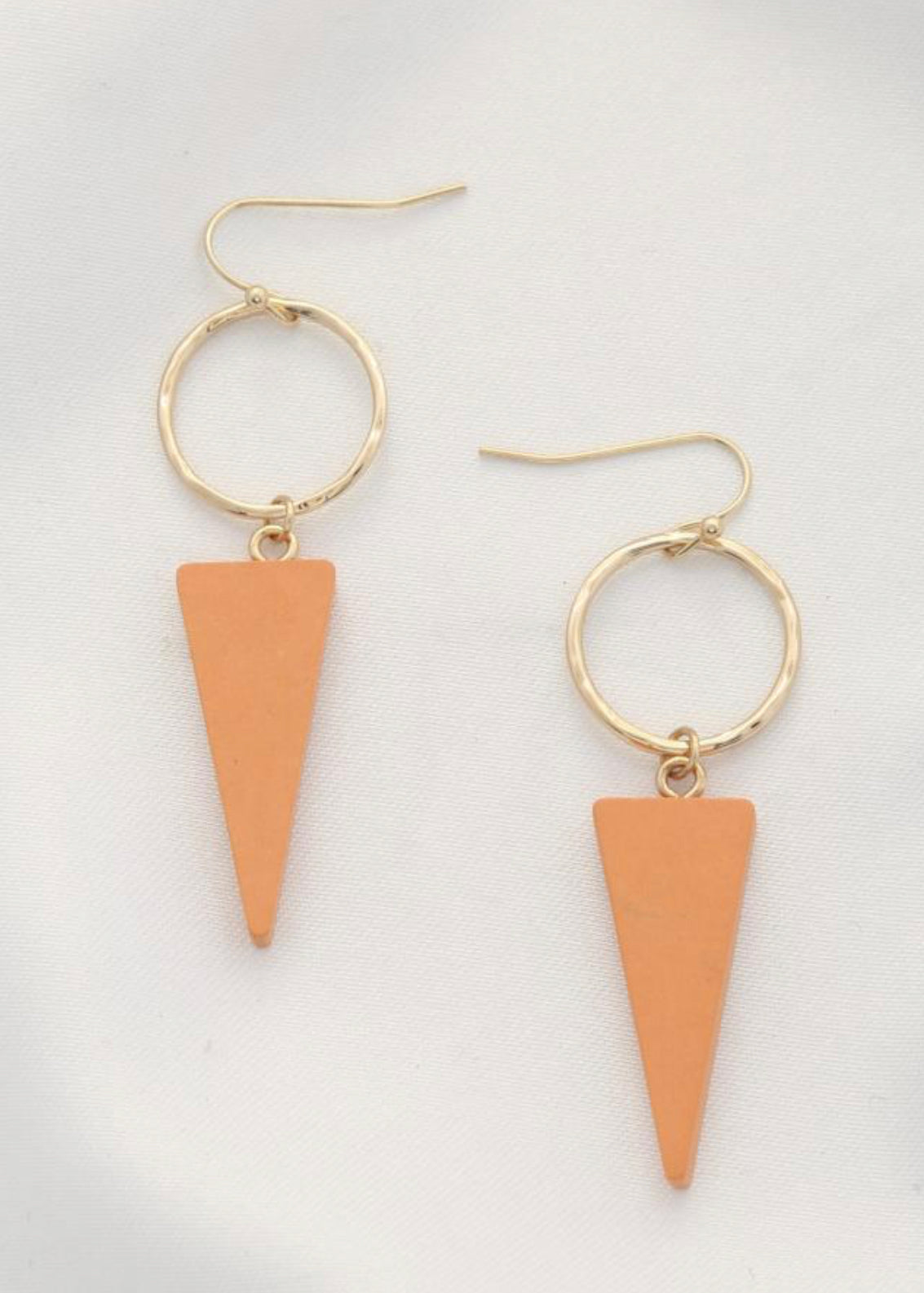 Orange Triangle Drop Earrings