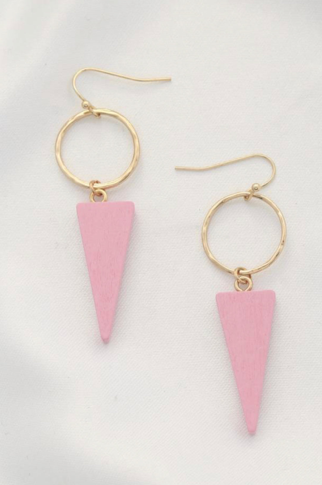 Pink Triangle Drop Earrings