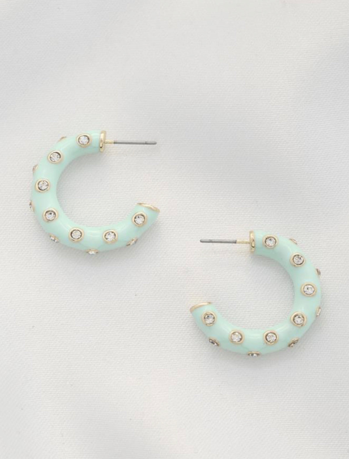 Mint Crystal Hoop Earrings