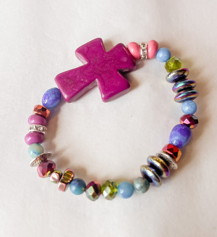 Nancy Dot Free Spirit Purple Cross Bracelet