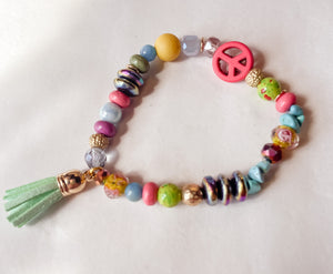 Nancy Dot Free Spirit Pink Peace Tassel Bracelet