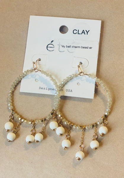 Beaded Clay Ball Dangle Earrings