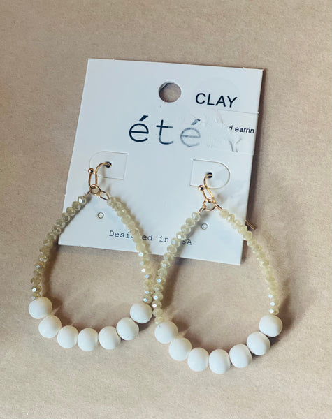 Beaded Clay Teardrop Earrings