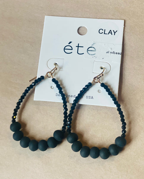 Beaded Clay Teardrop Earrings