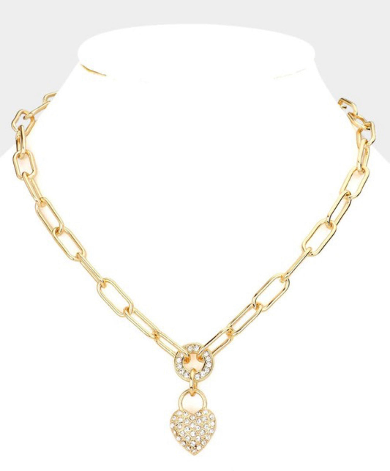 Gold Embellished Heart Pendant Necklace