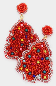 Dotted Red Tree Earrings