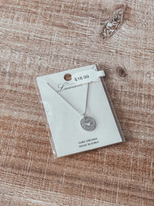Silver Heart Disc Dainty Necklace