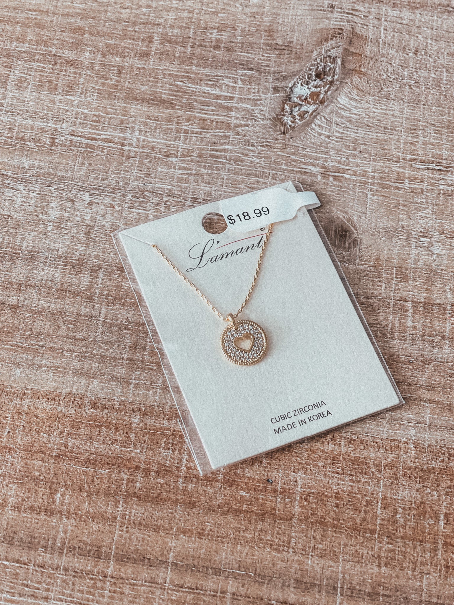 Gold Heart Disc Dainty Necklace